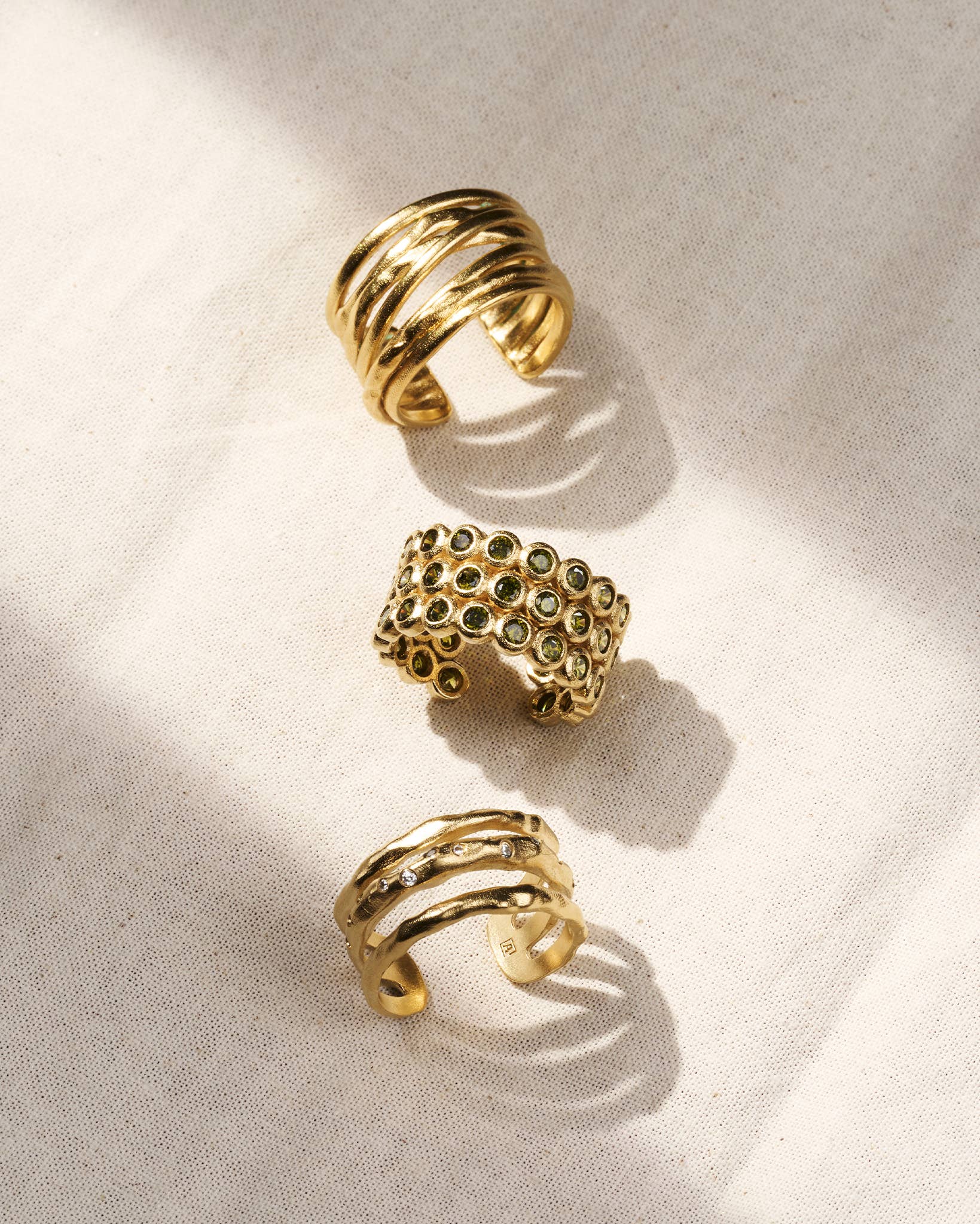 Amélia Trio Dark Green Ring | Jewelry Gold Gift Waterproof