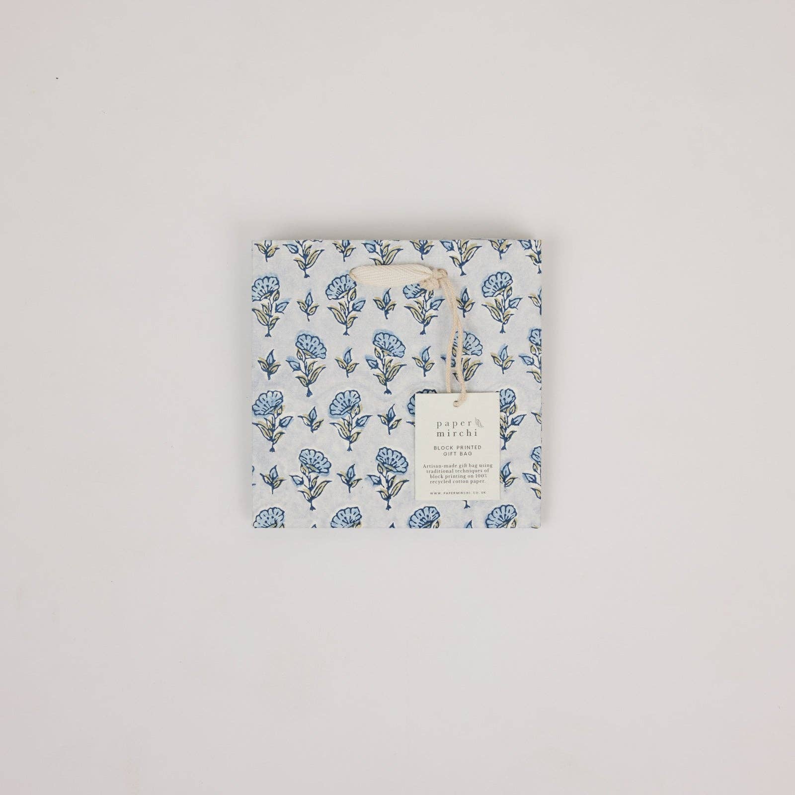Hand Block Printed Gift Bags (Small) - Blue Stone Refresh