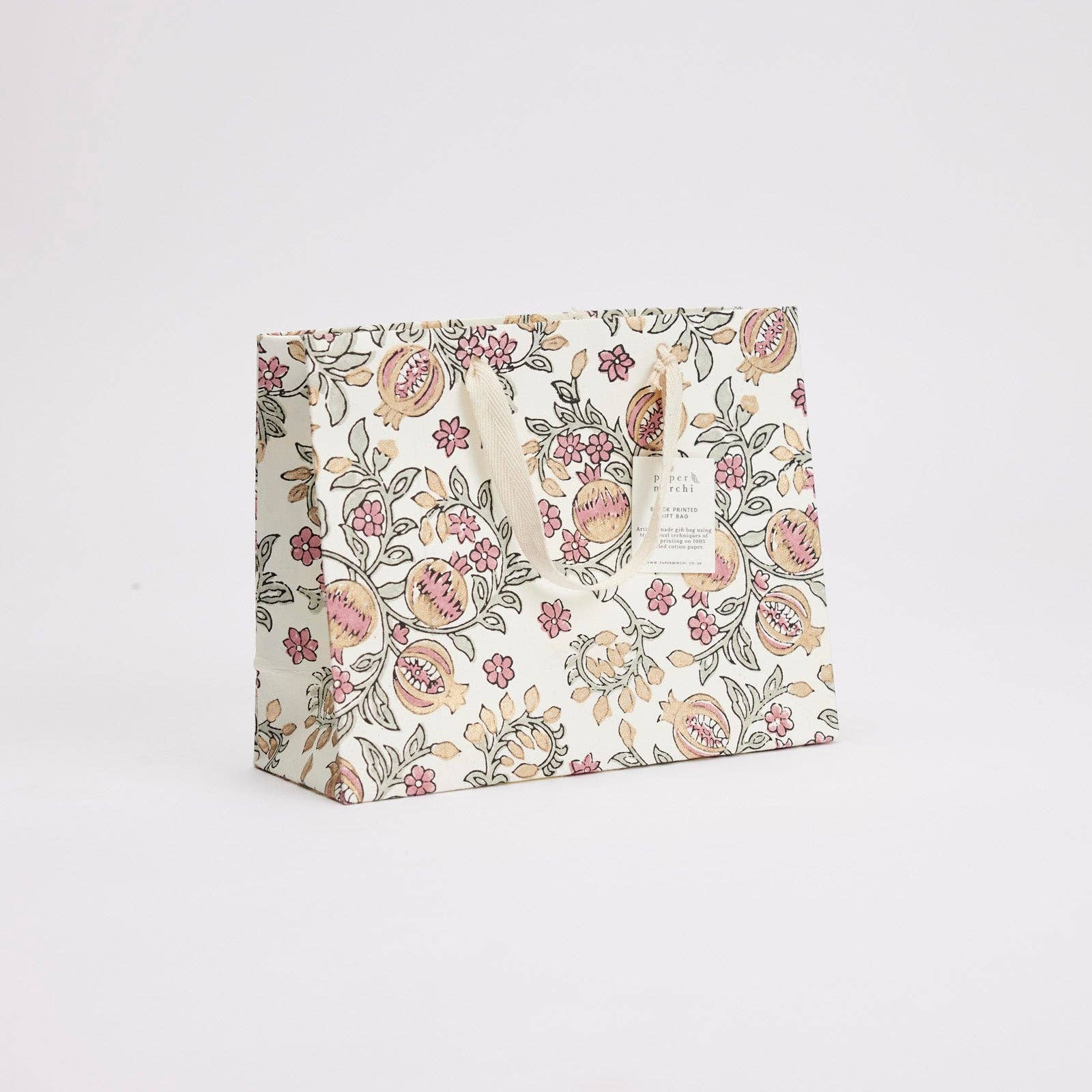 Hand Block Printed Gift Bags (Medium) - Pink Earth