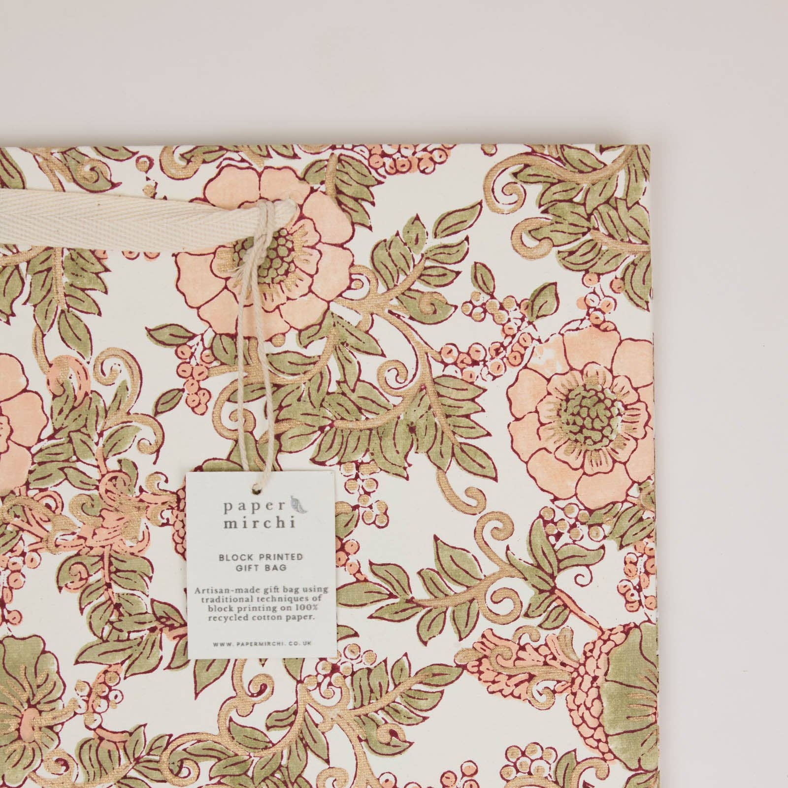 Hand Block Printed Gift Bags (Large) - Terracotta