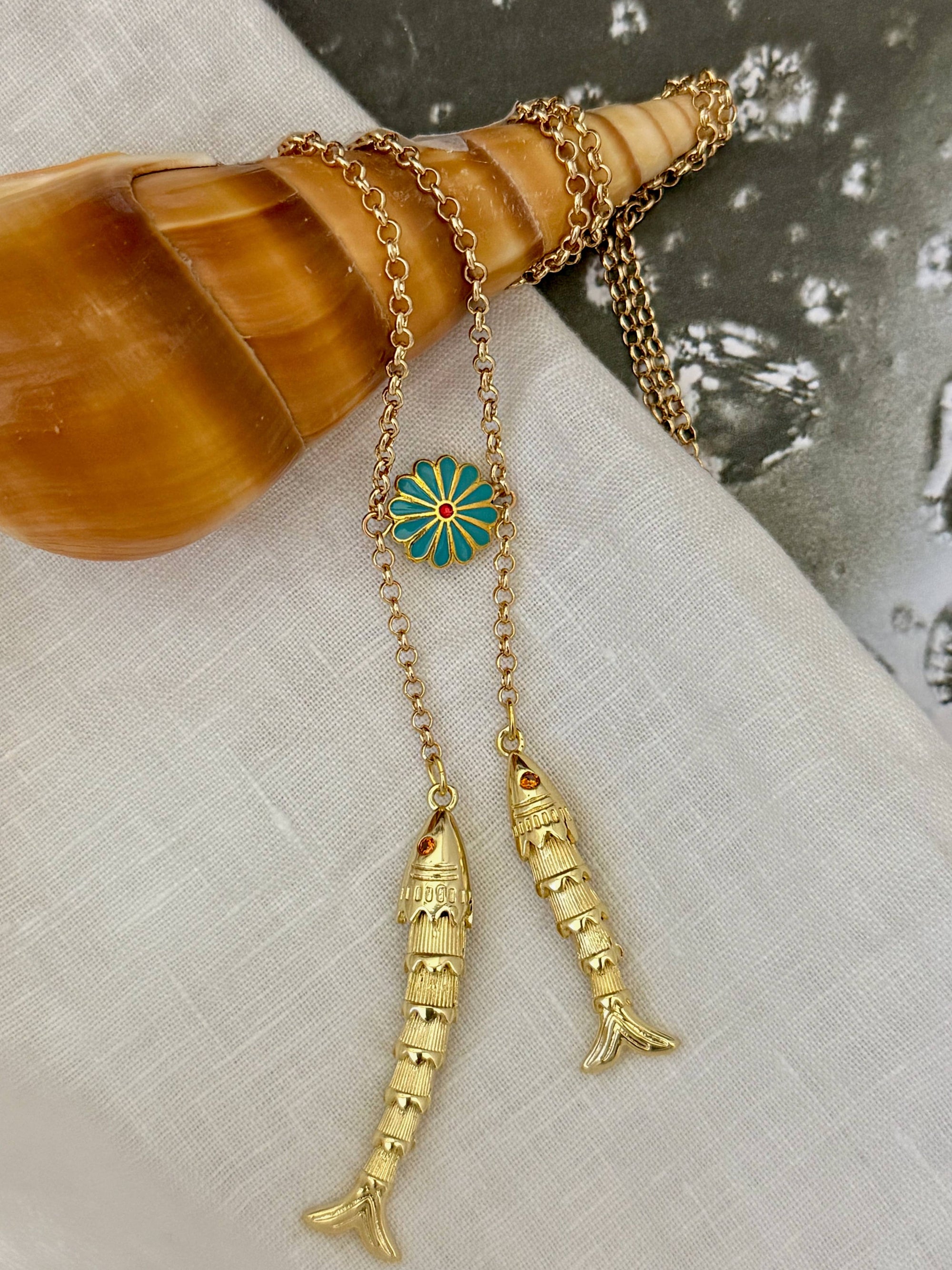 Double fish Necklace