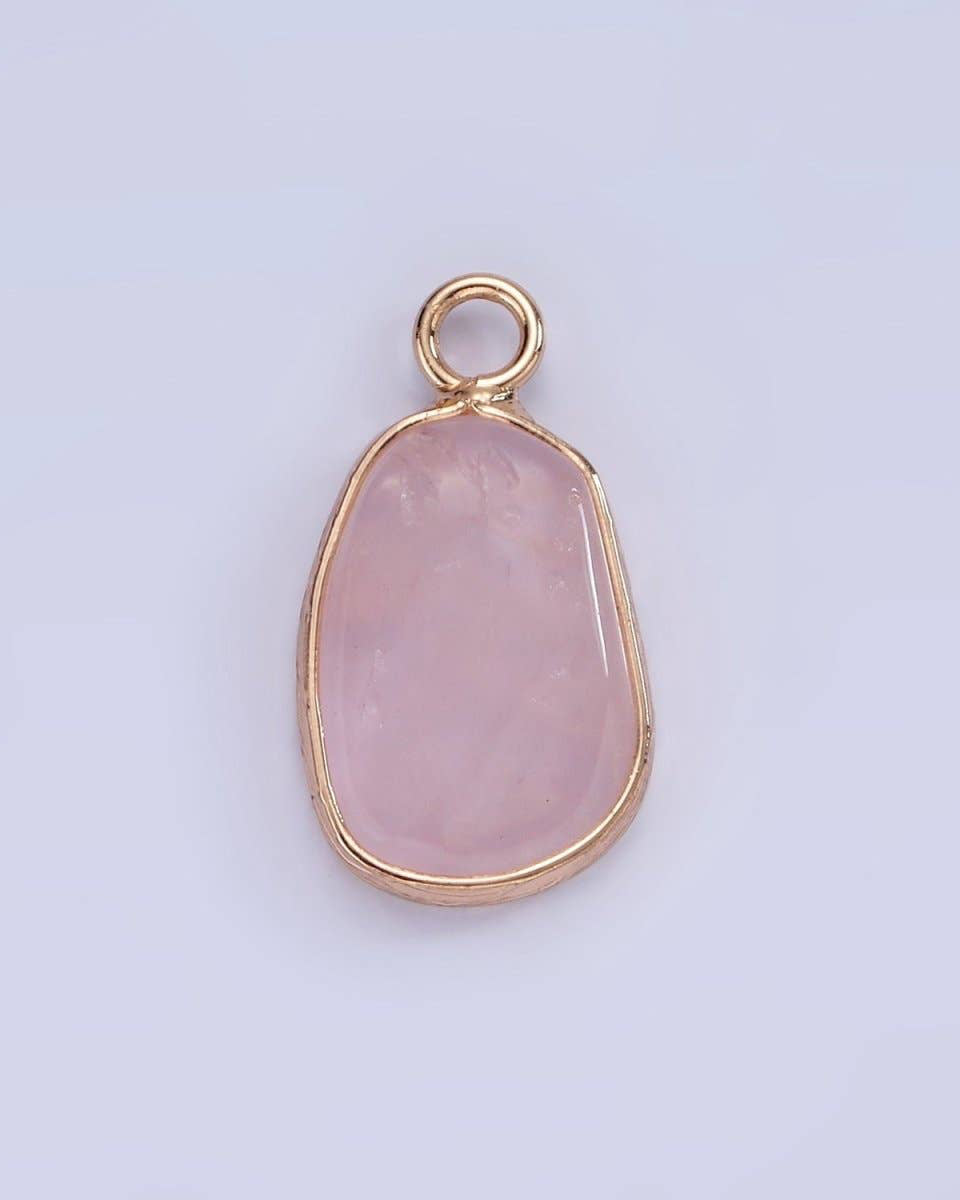 Rose Quartz Oval Bezel Charm