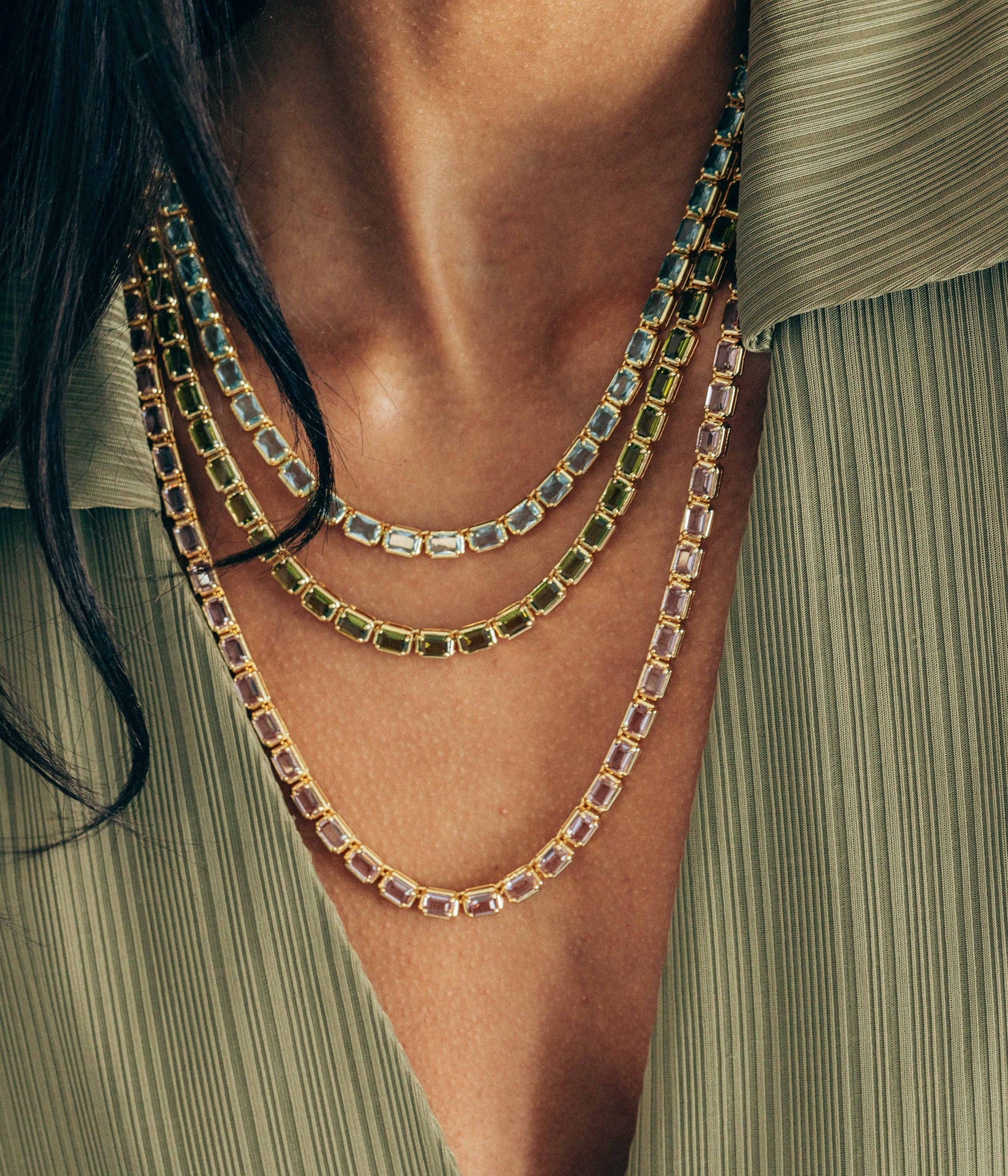 Liza Slider Necklace in Olivine