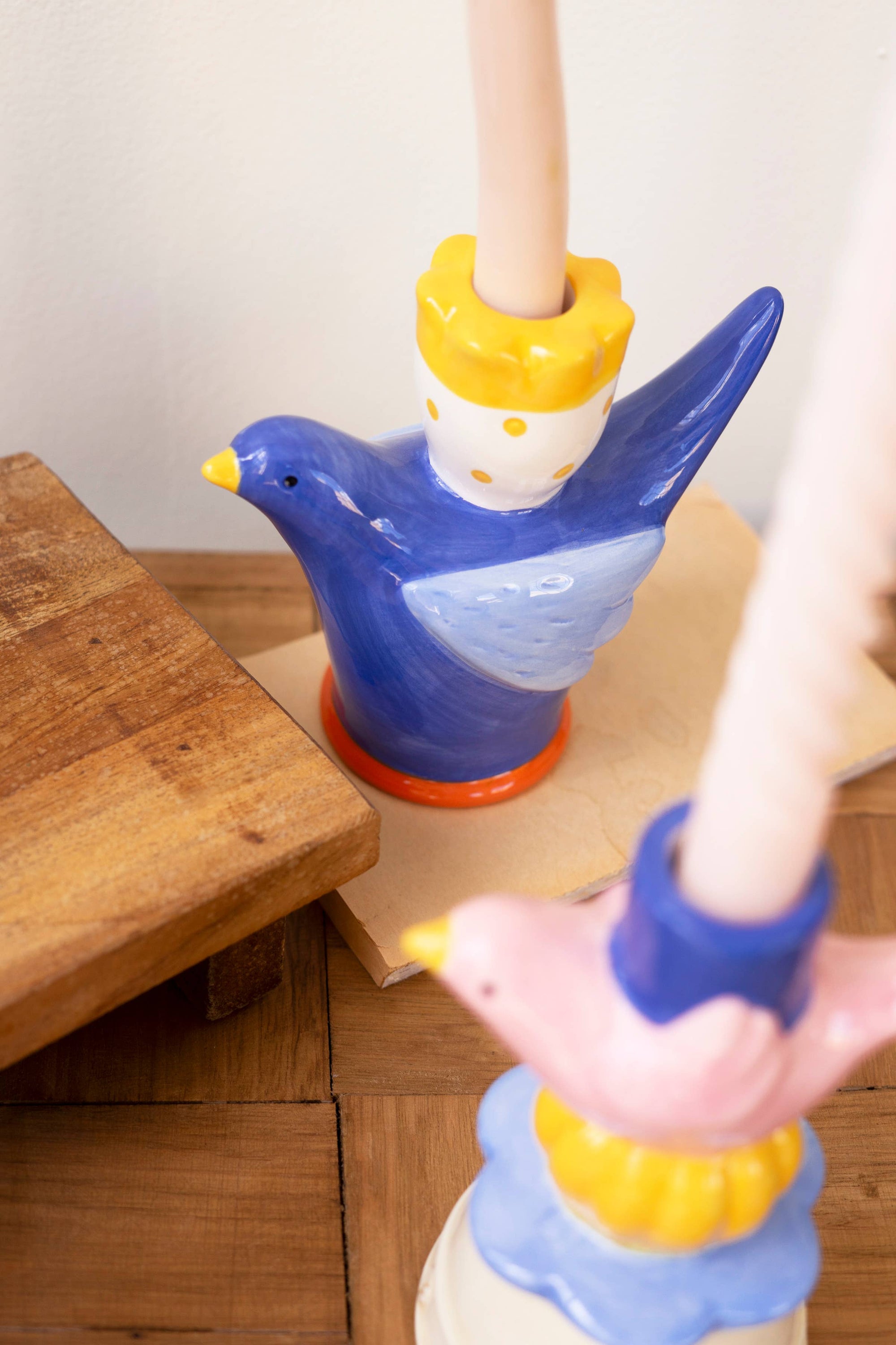 CERAMIC BIRD TAPER CANDLE HOLDER