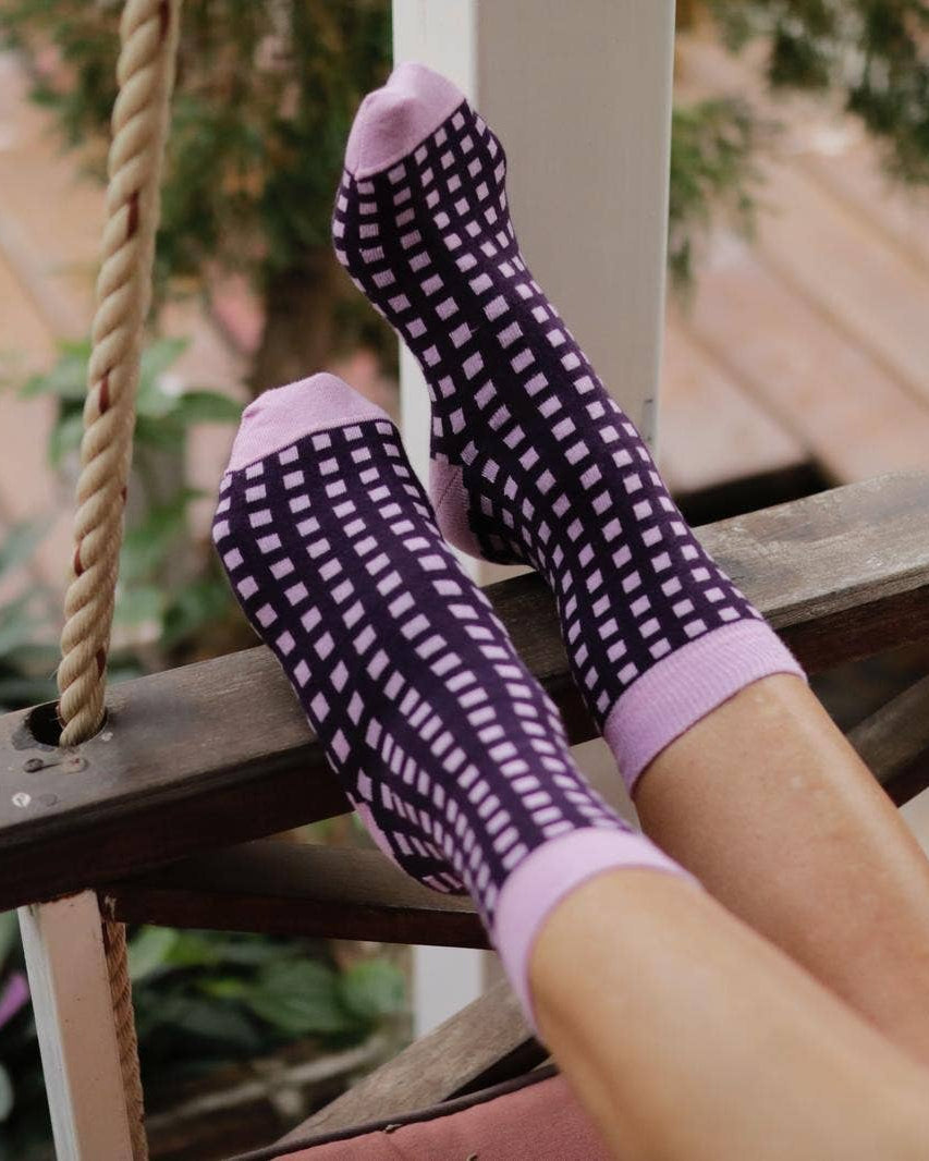 Women's organic cotton socks - Paulette Vichy Mauve