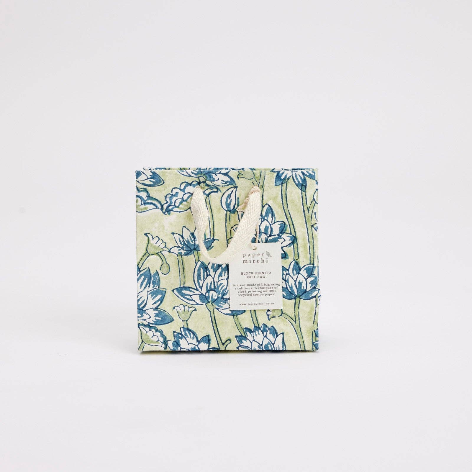 Hand Block Printed Gift Bags (Small) - Indigo