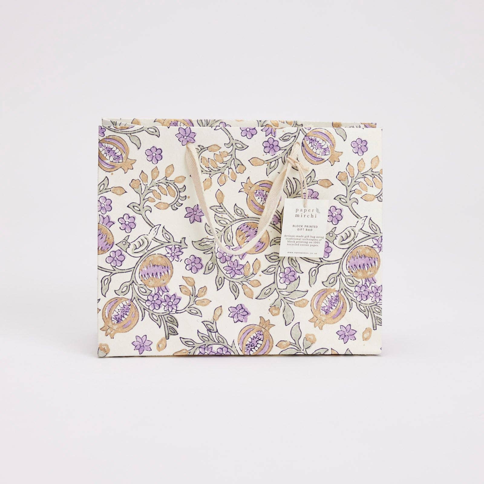 Hand Block Printed Gift Bags (Medium) - Lavender