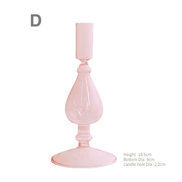 Pink Glass Candlestick Holder