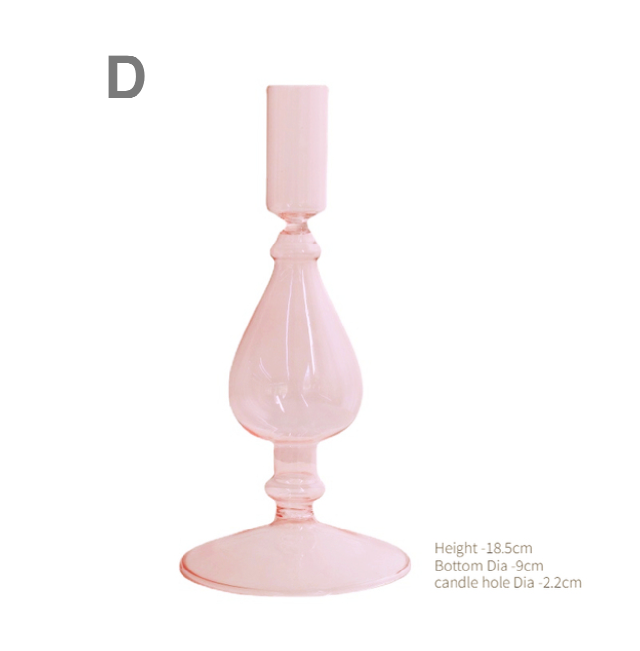 Pink Glass Candlestick Holder