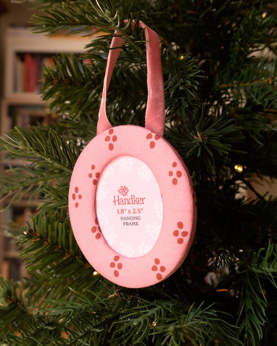 Pink Dottie Fabric Frame Ornament