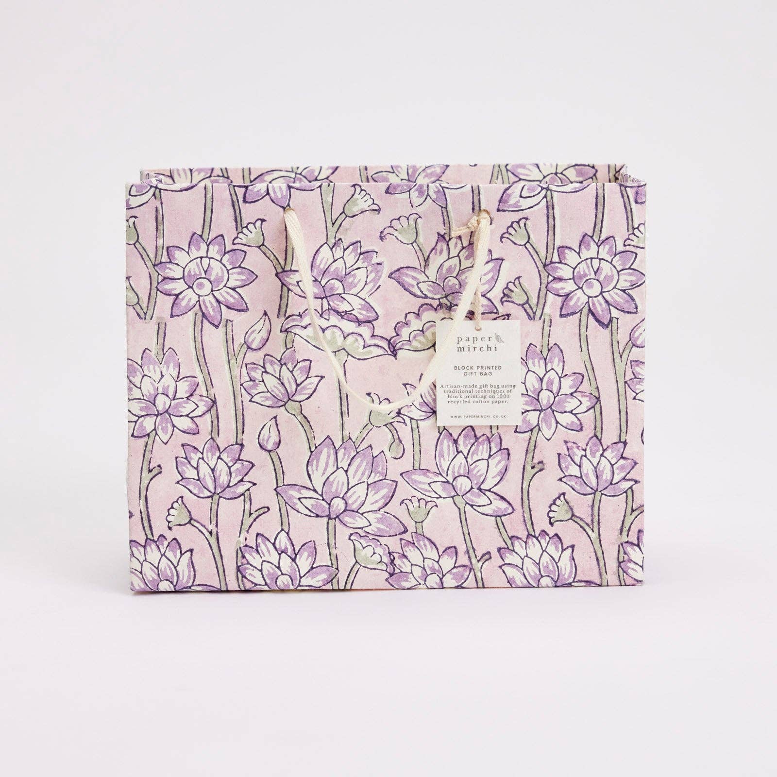 Hand Block Printed Gift Bags (Medium) - Lavender