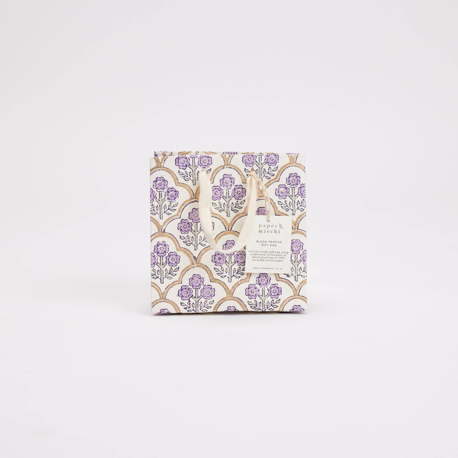 Hand Block Printed Gift Bags (Small) - Lavender