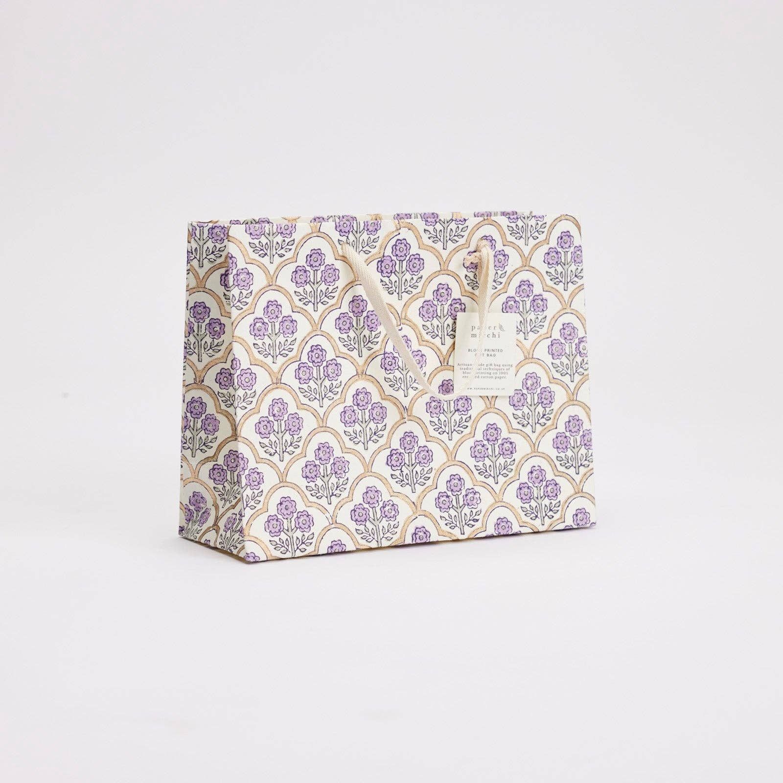 Hand Block Printed Gift Bags (Medium) - Lavender