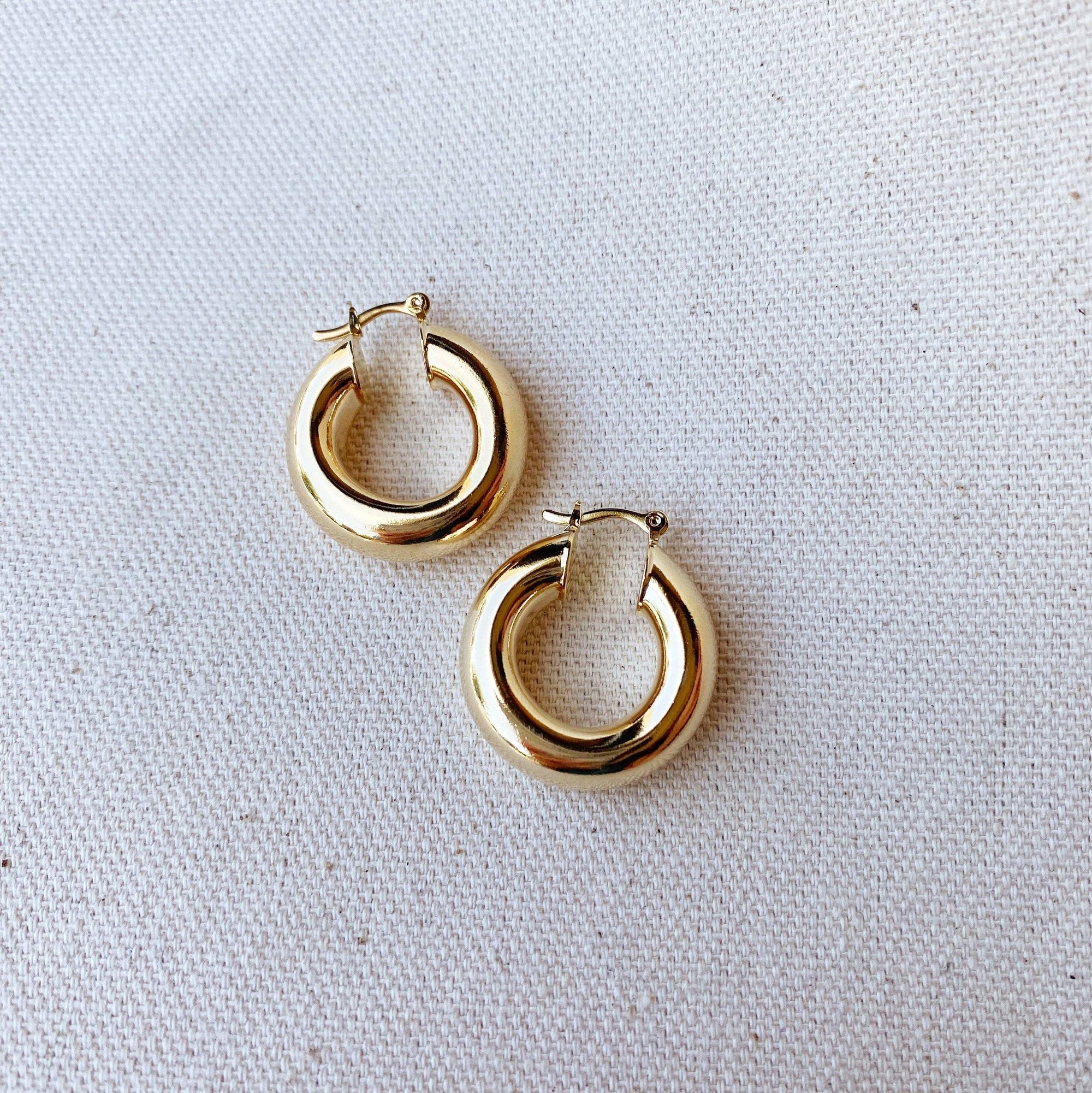 18k Gold Filled Thick Small Hoop Earrings For