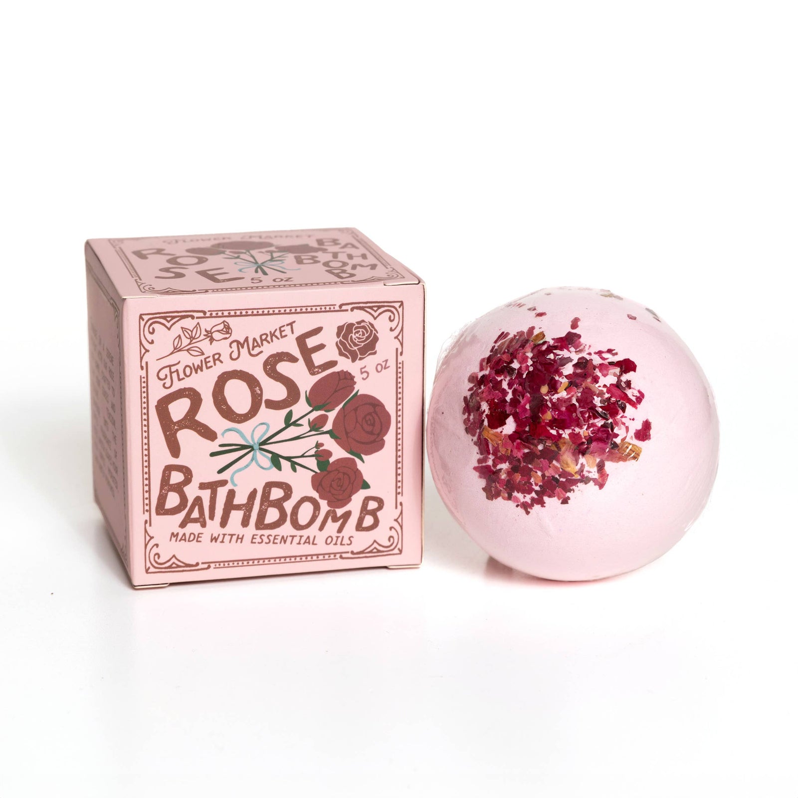 Rose Bath Bomb - with Box Aromatherapy 5 oz