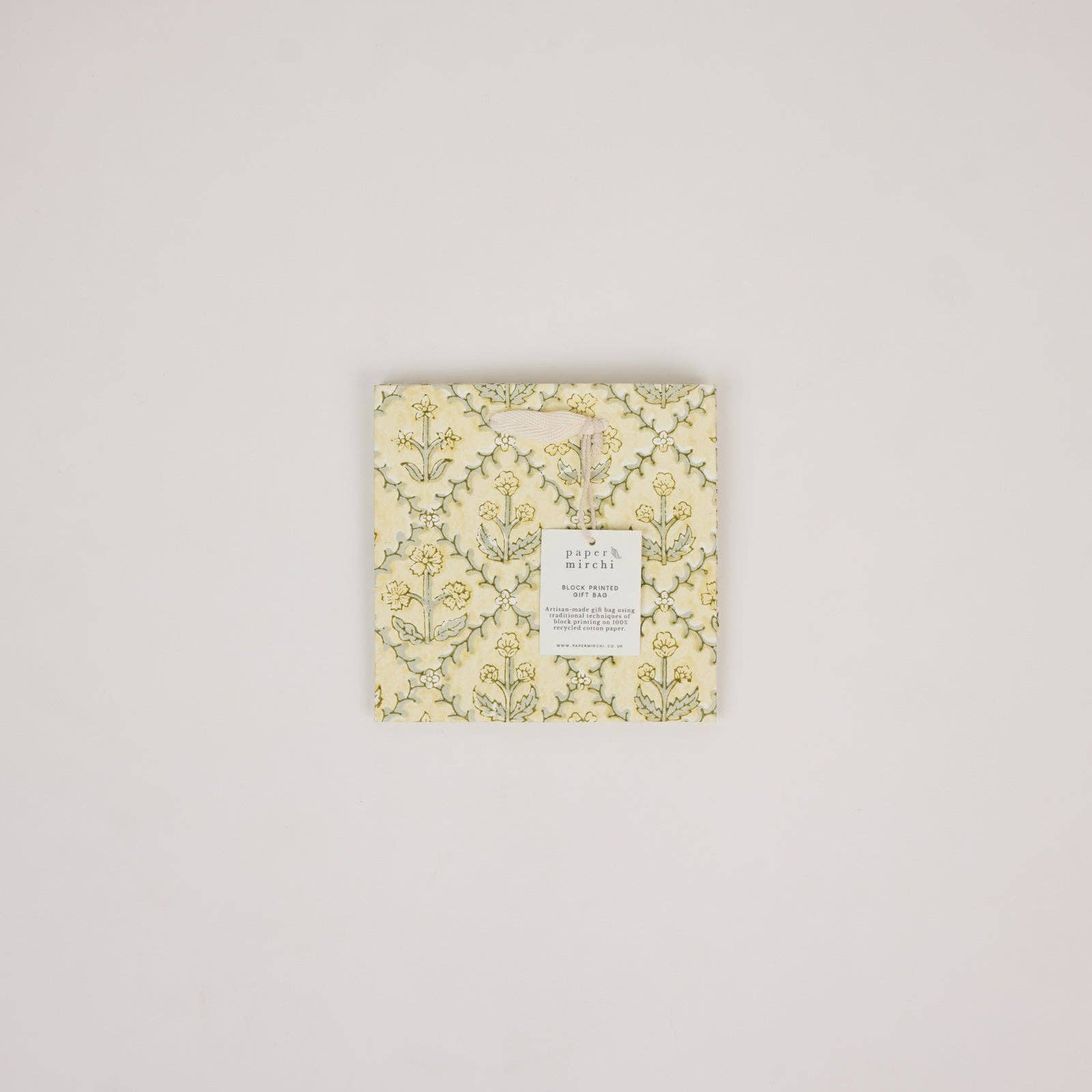 Hand Block Printed Gift Bags (Small) - Buttercream