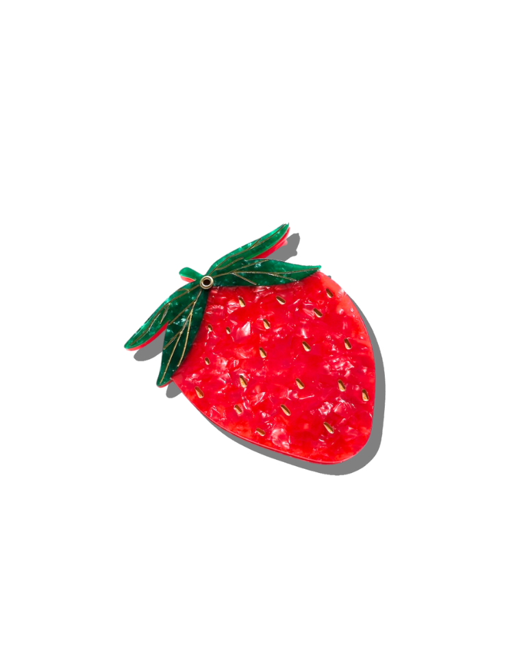 Hand-painted Strawberry Compact Mirror