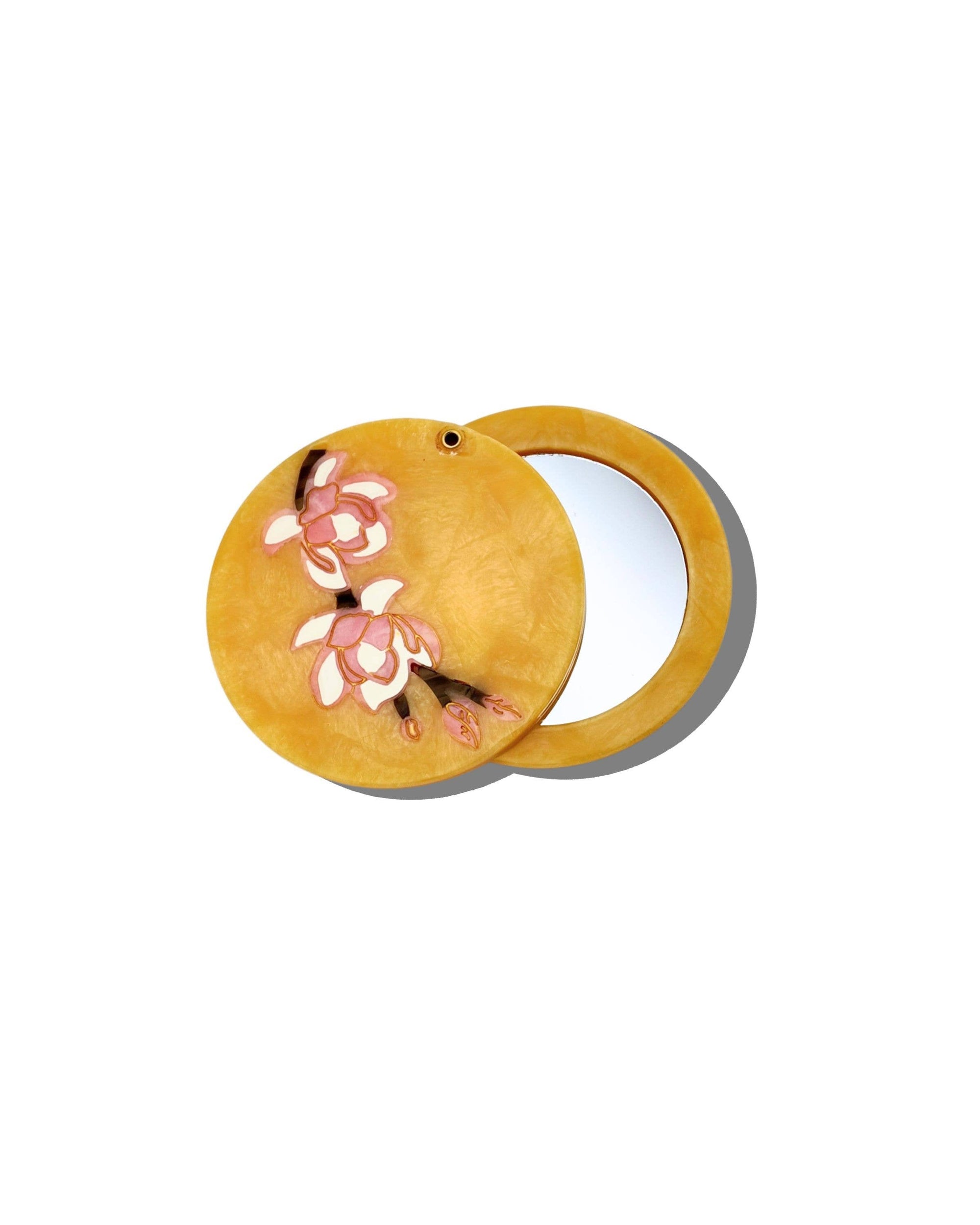 Hand-painted Magnolia Compact Mirror