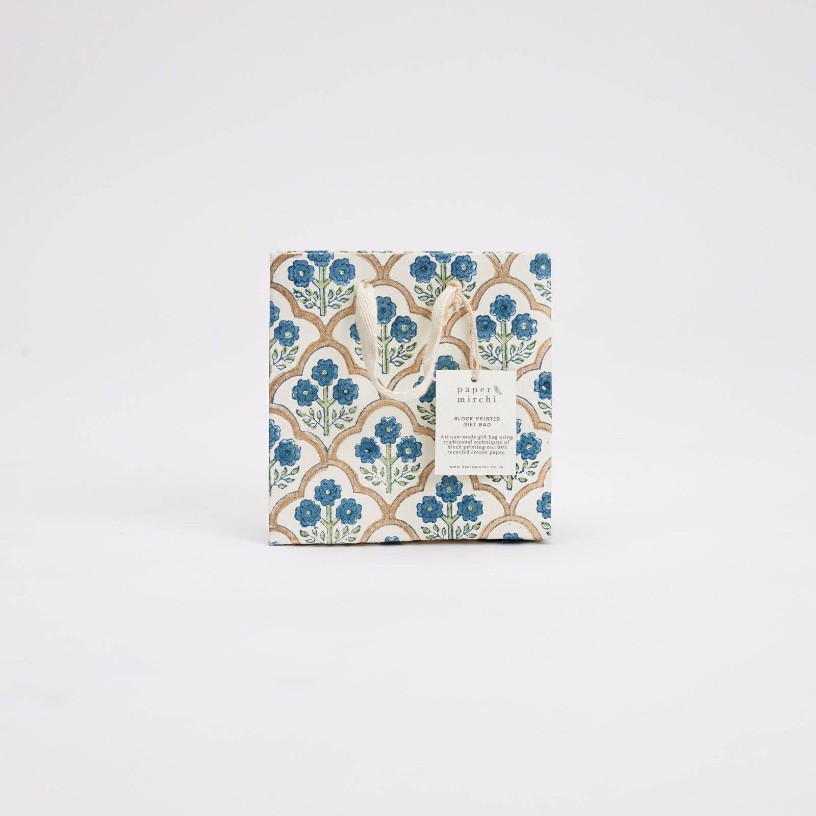 Hand Block Printed Gift Bags (Small) - Indigo