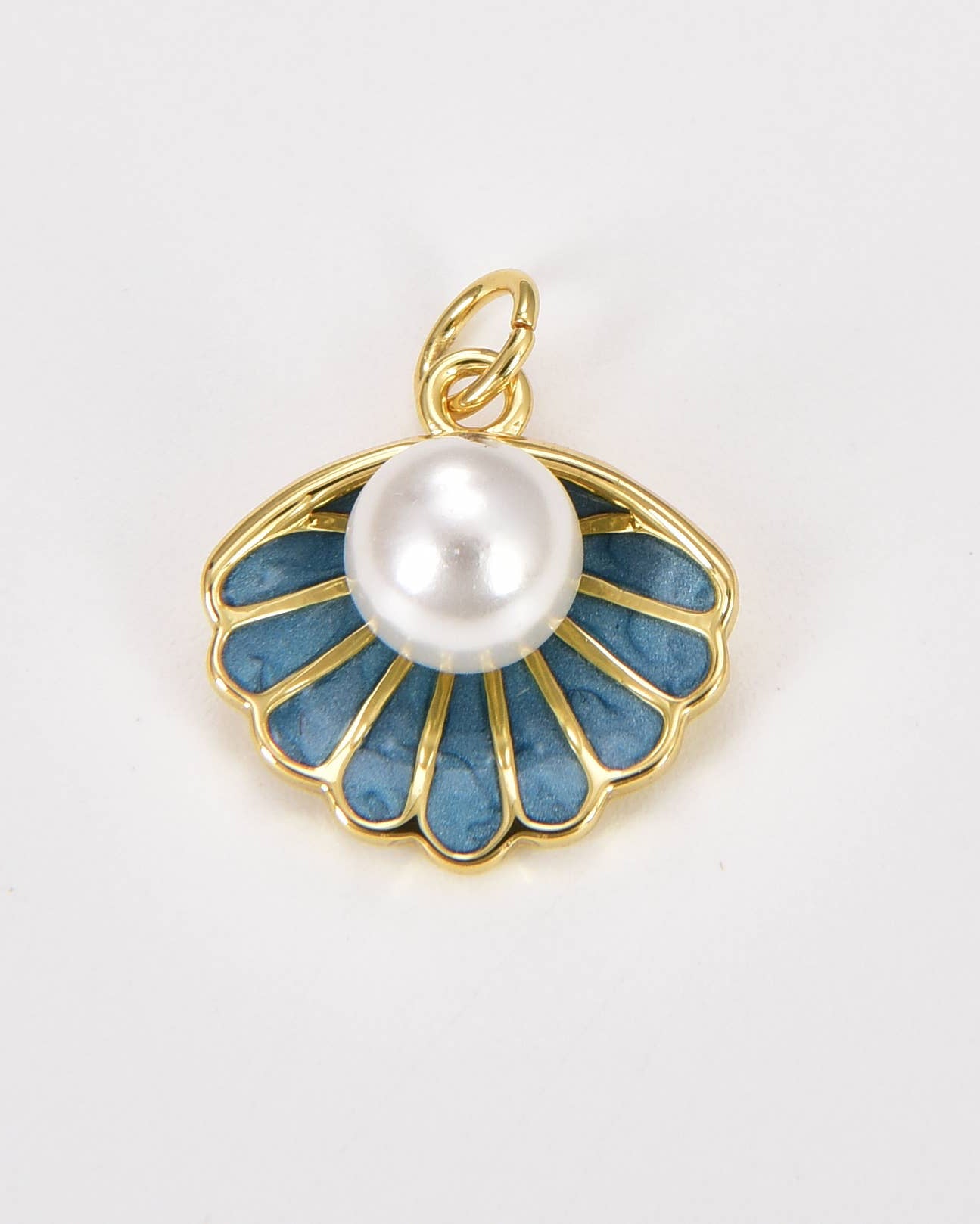 Clam Shell Pearl Enamel Charm