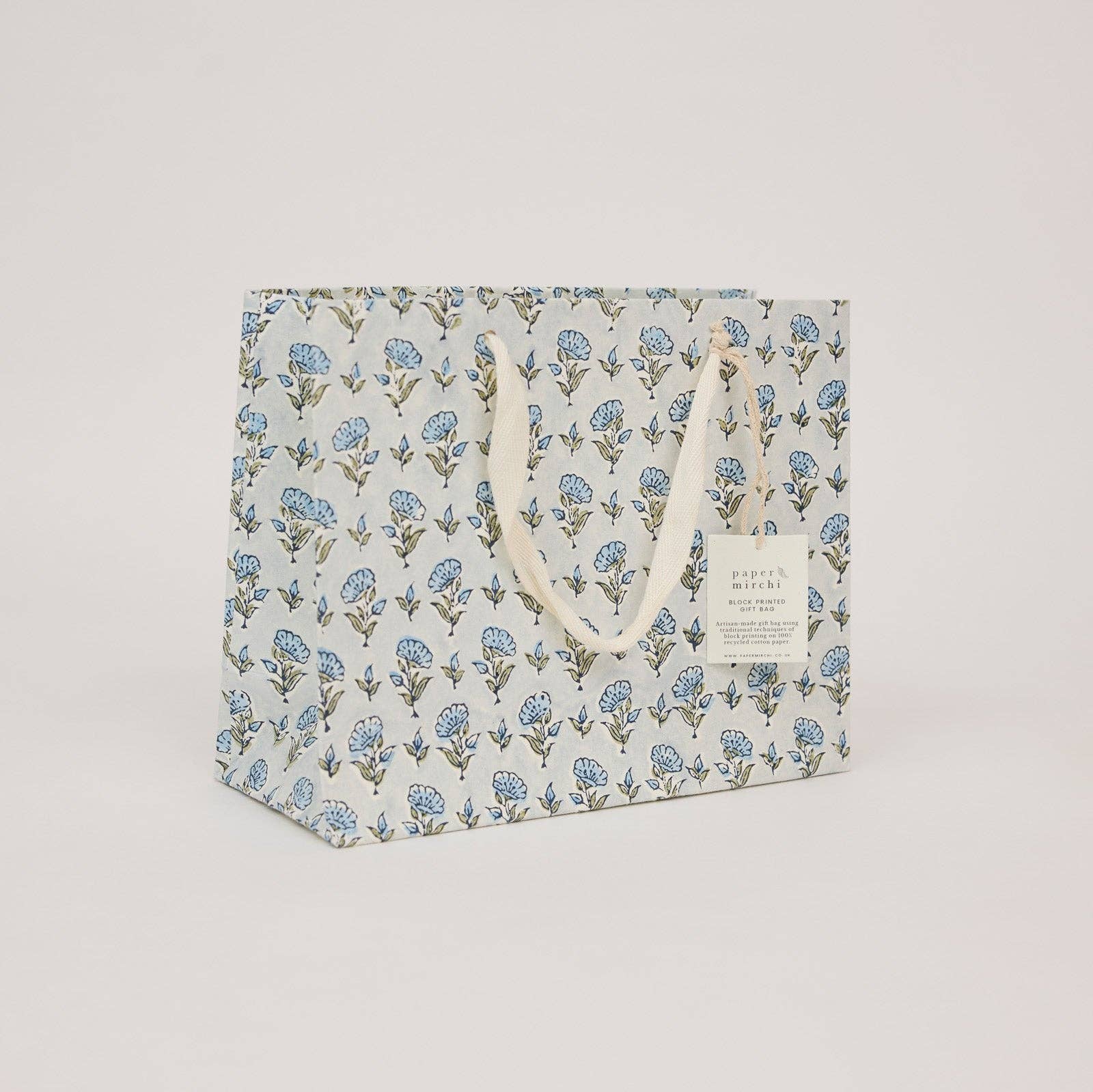 Hand Block Printed Gift Bags (Medium) - Blue Stone Refresh