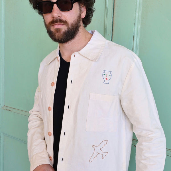 Handmade Linen Embroidered Shirt Coat