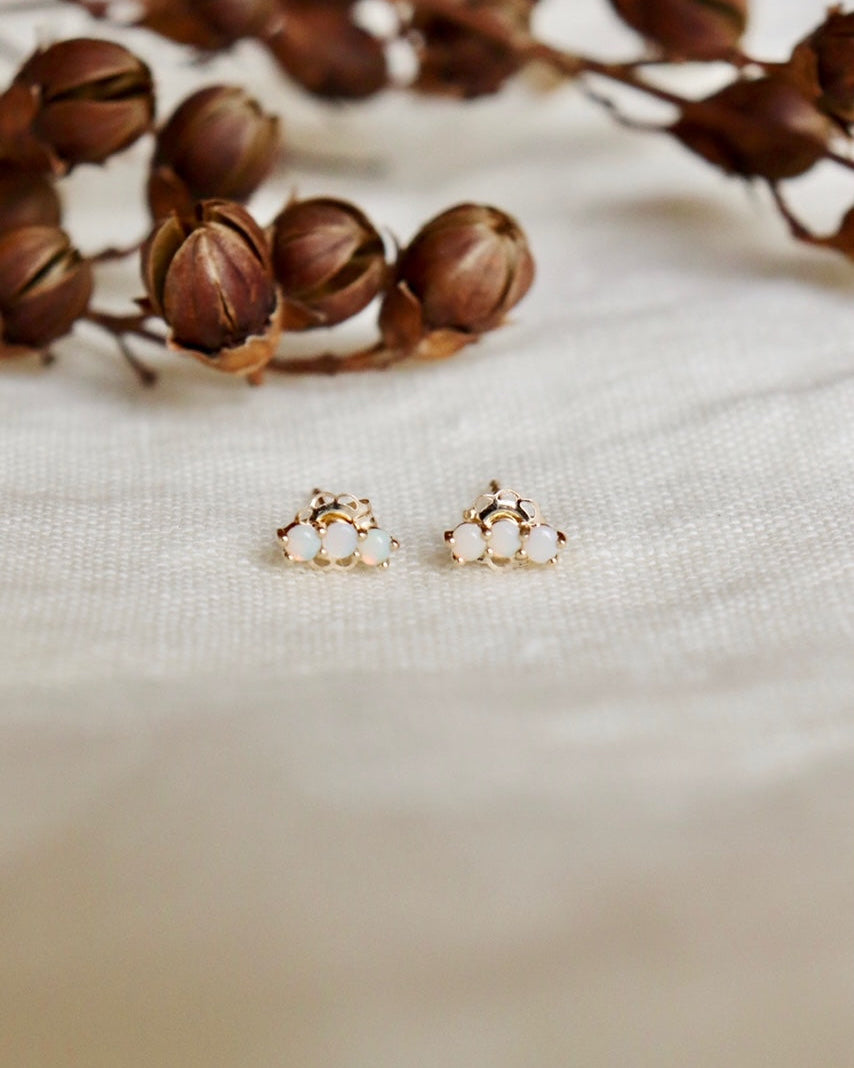 Mini Opal Rainbow Curve Studs