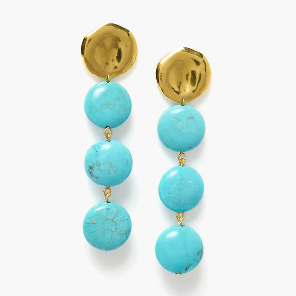 Turquoise Four Tiered Coin Earrings