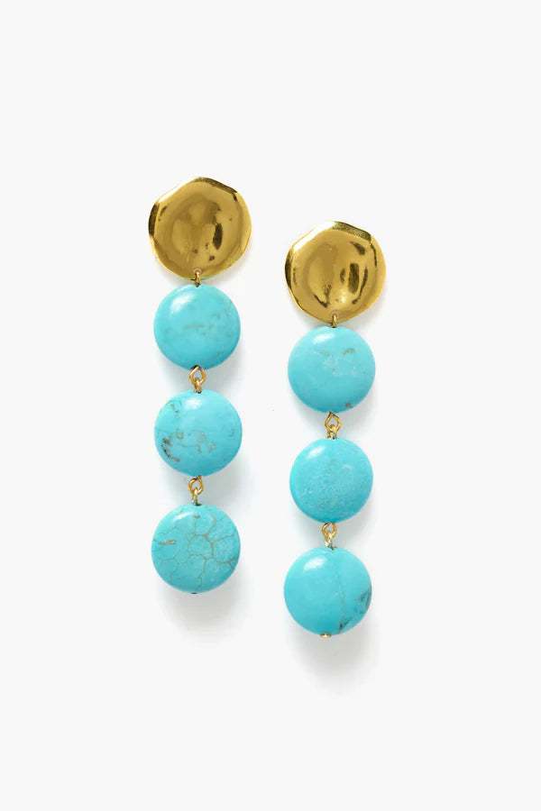 Turquoise Four Tiered Coin Earrings