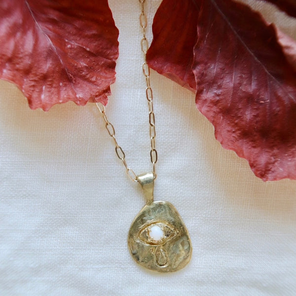 Crying Eye Gold Opal Necklace