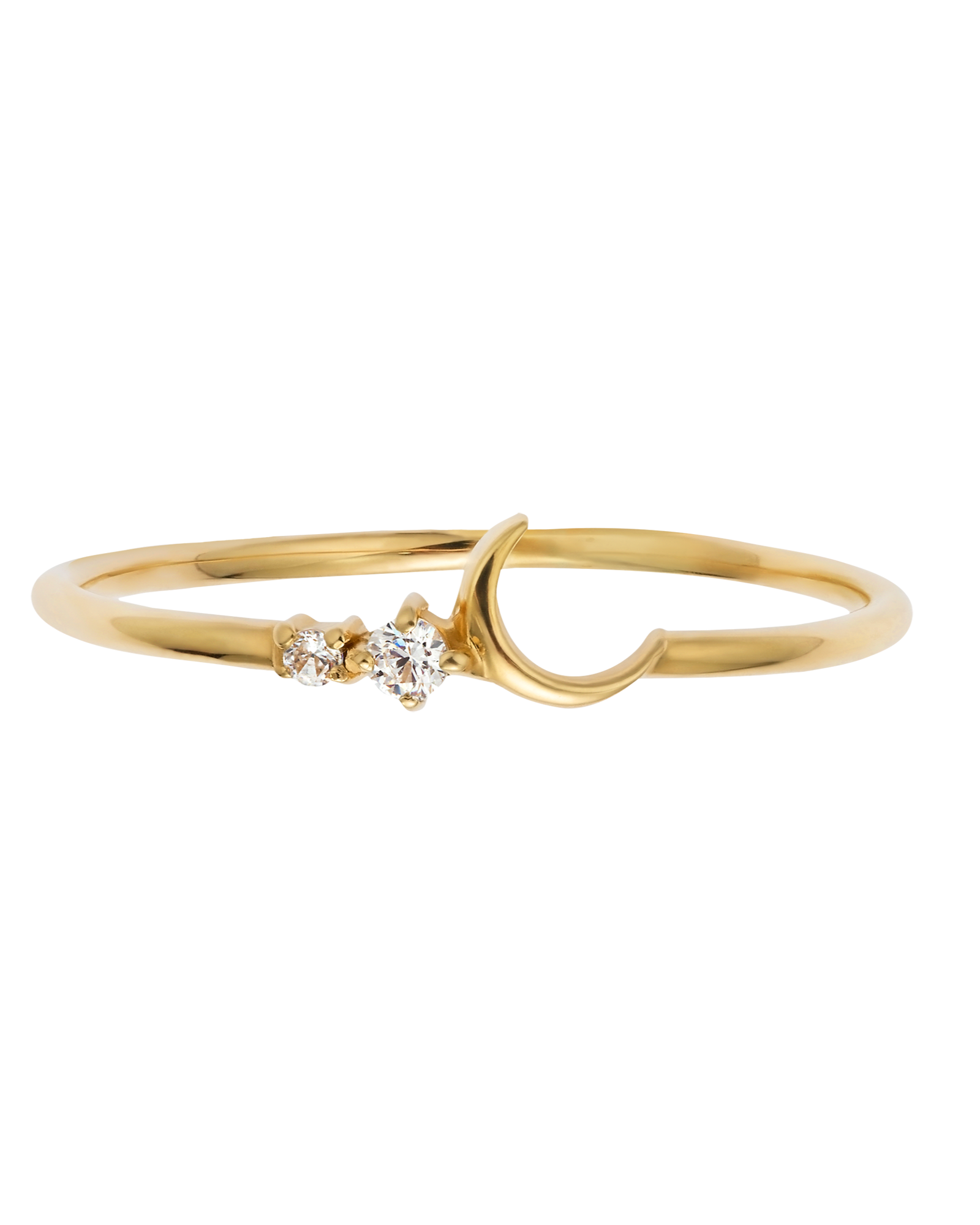 Gold Diamond Fly Me To the Moon Ring