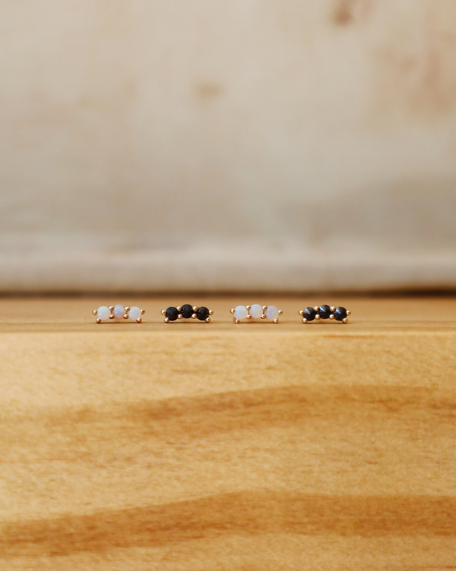 Mini Opal Rainbow Curve Studs