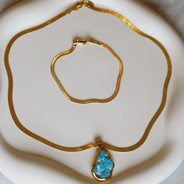 Turquoise Totem Herringbone Necklace