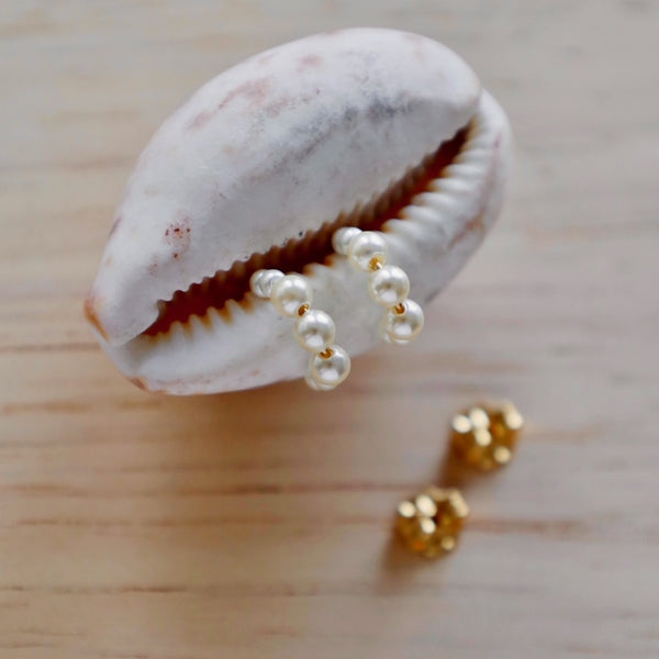 Petite Pearl Holly Hoop Earrings