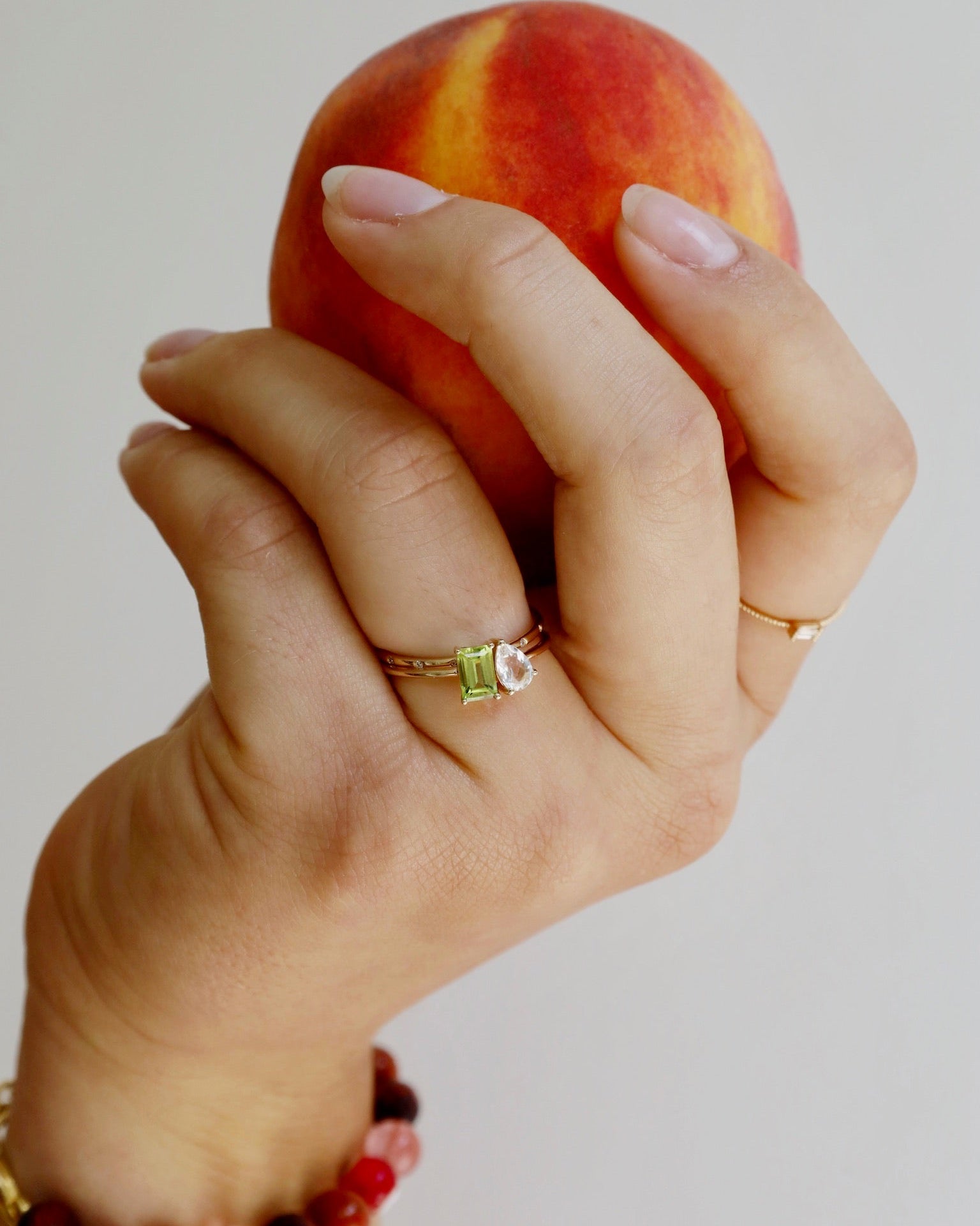 Peridot and Topaz Toi y Moi ring