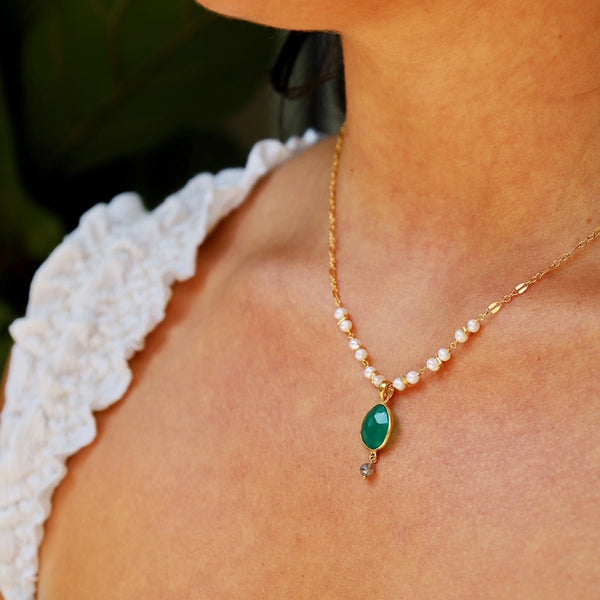 Aventurine Mix and Pearl Penina Necklace