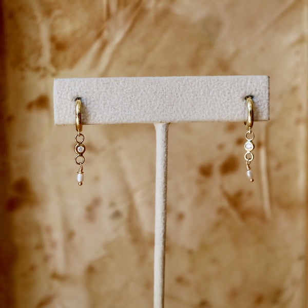 Pearl Diamond Drop Earrings