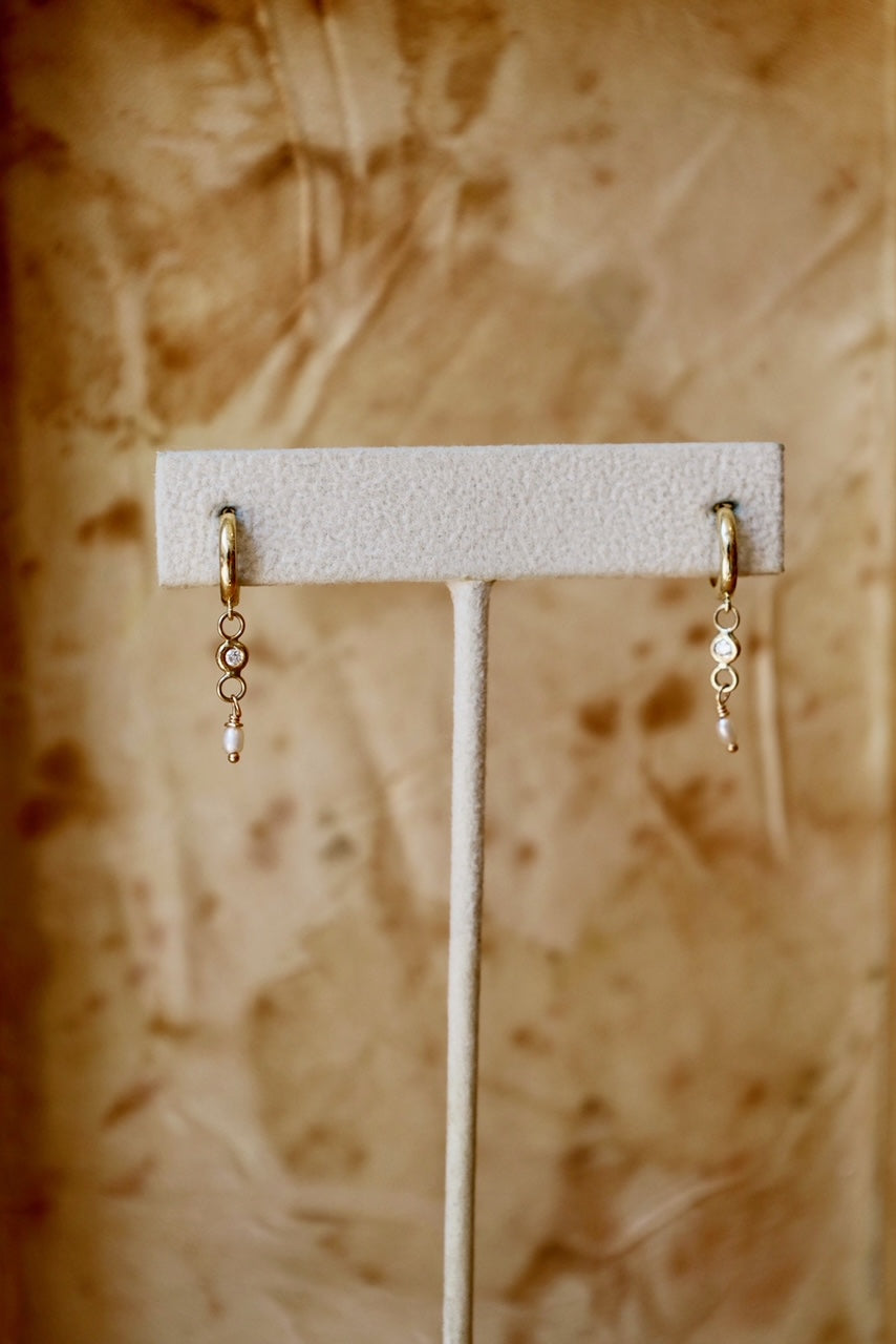 Pearl Diamond Drop Earrings