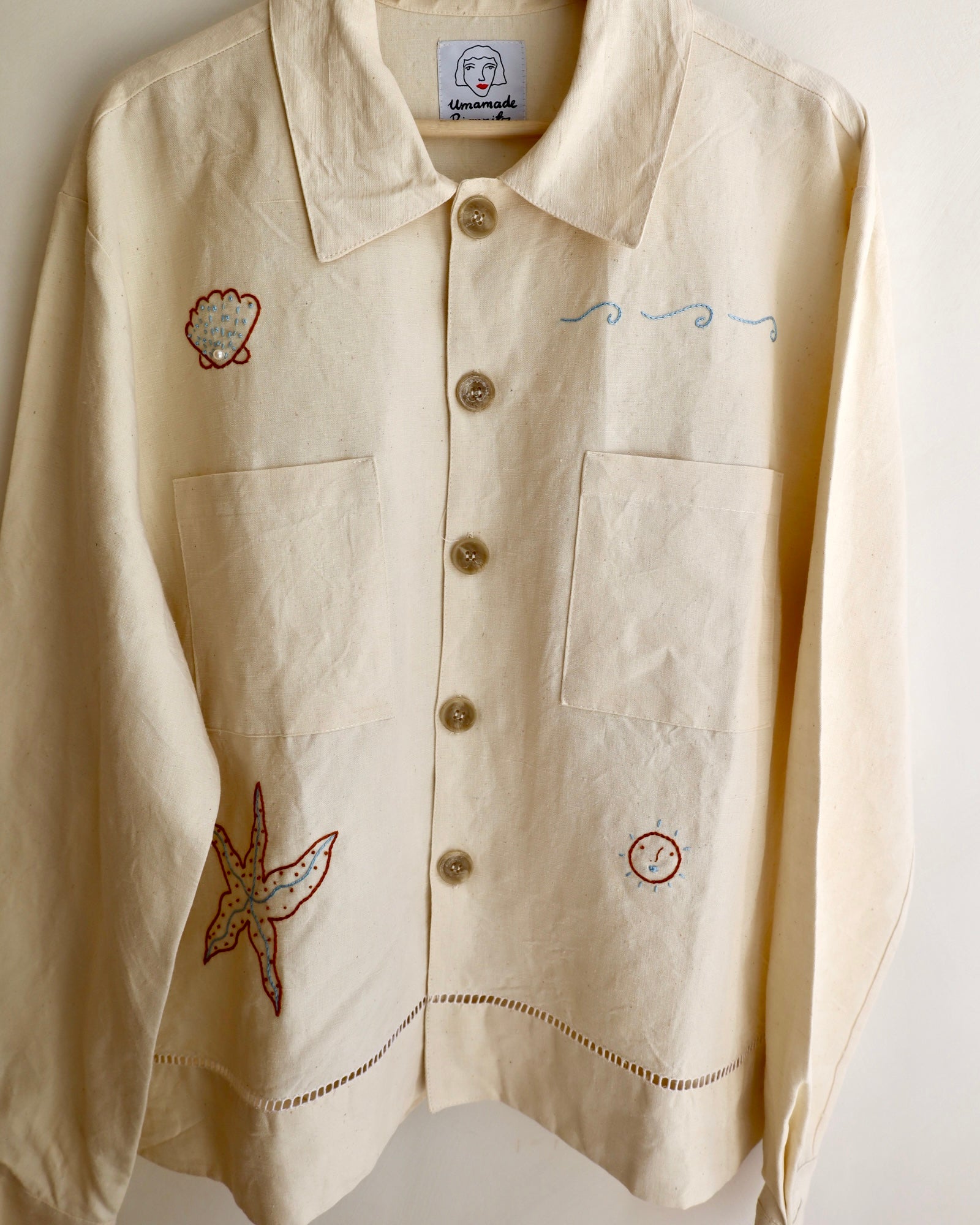 Handmade Linen Embroidered Shirt Coat