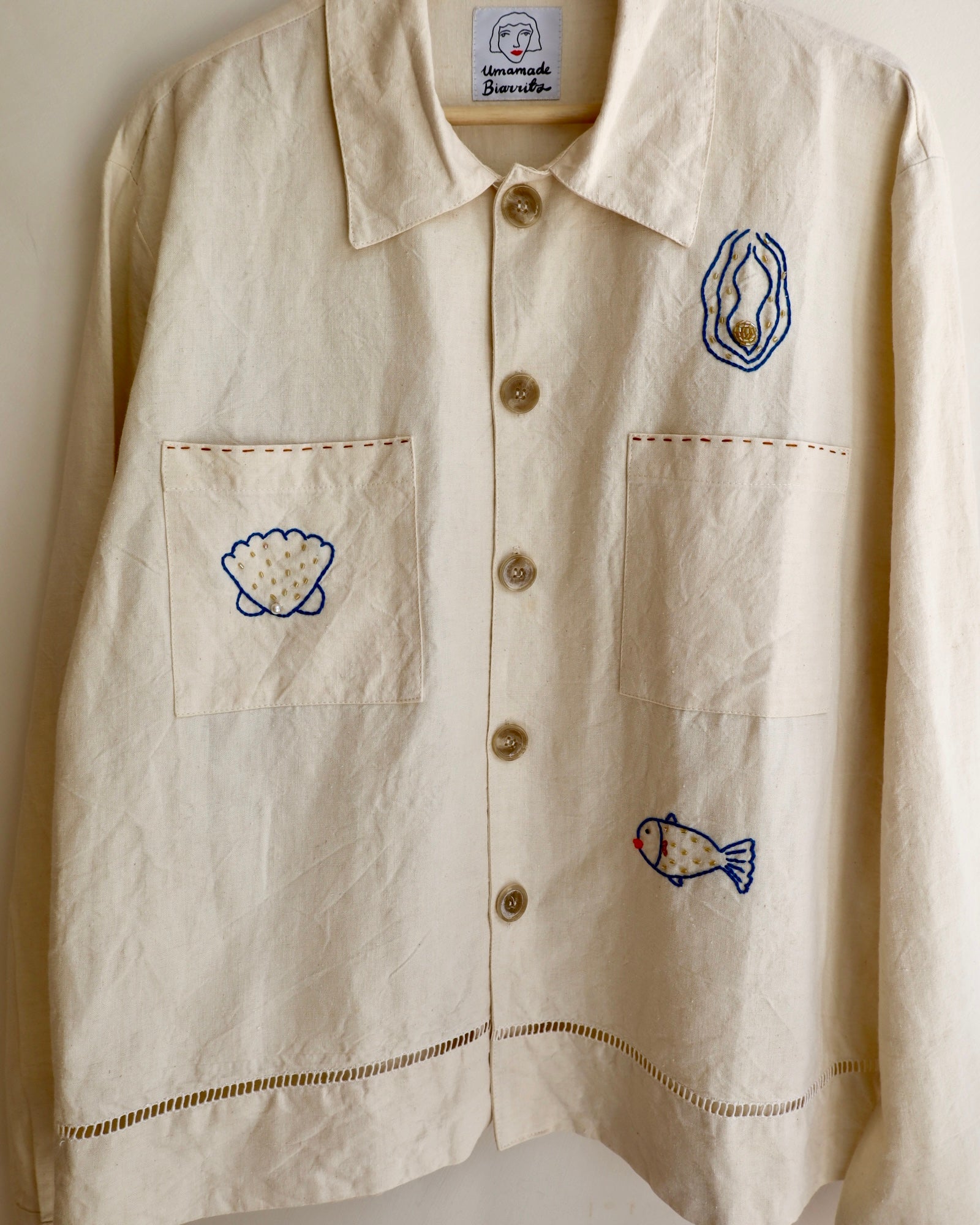 Handmade Linen Embroidered Shirt Coat