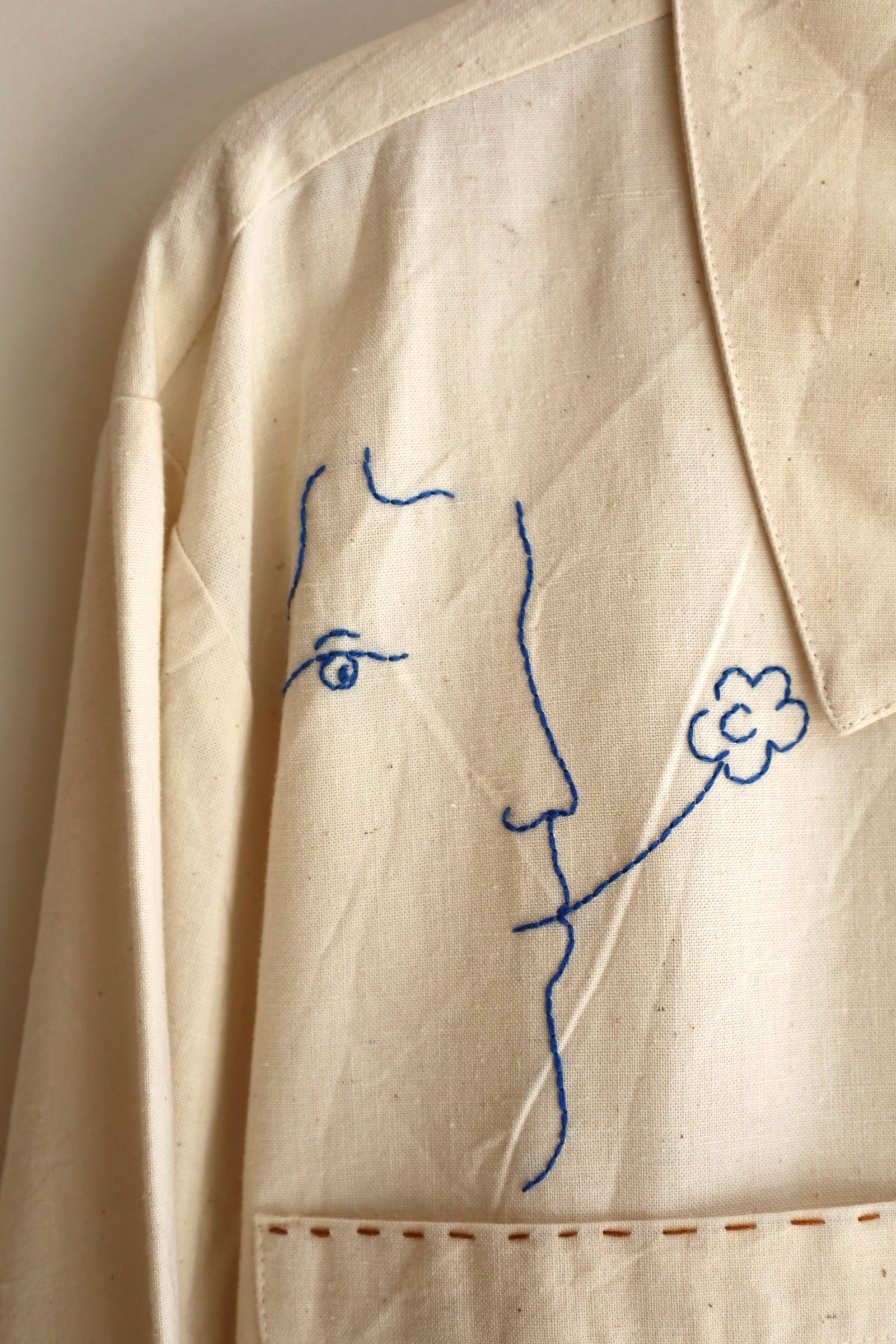Handmade Linen Embroidered Shirt Coat