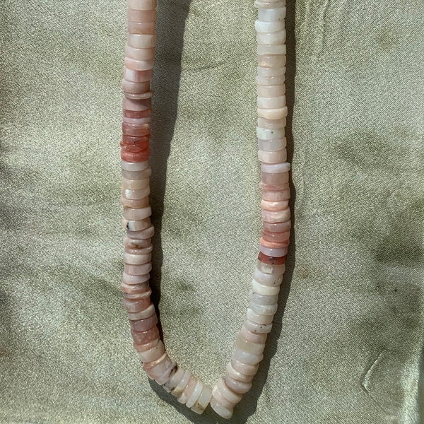 Big Pink Ombre Peruvian Opal Tire Bead Necklace- Charm Bar