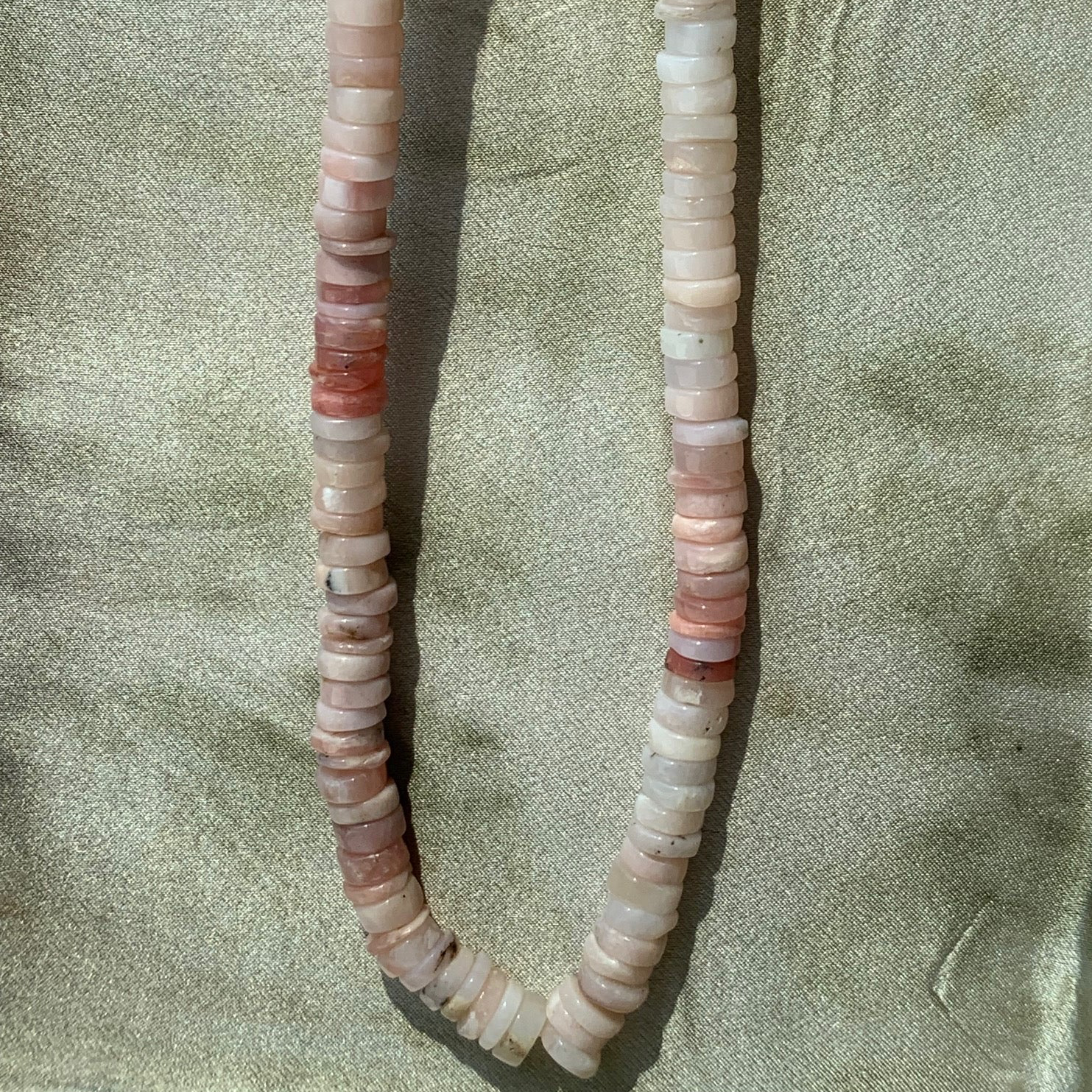Big Pink Ombre Peruvian Opal Tire Bead Necklace- Charm Bar