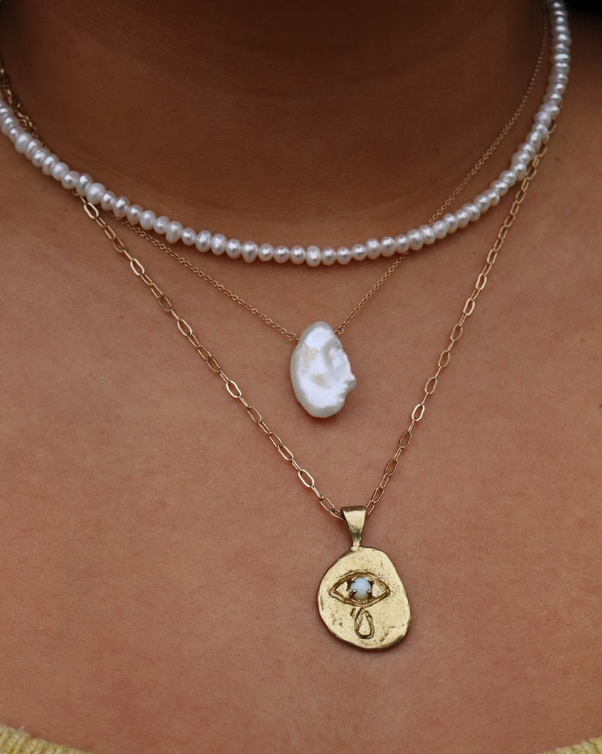 Crying Eye Gold Opal Necklace