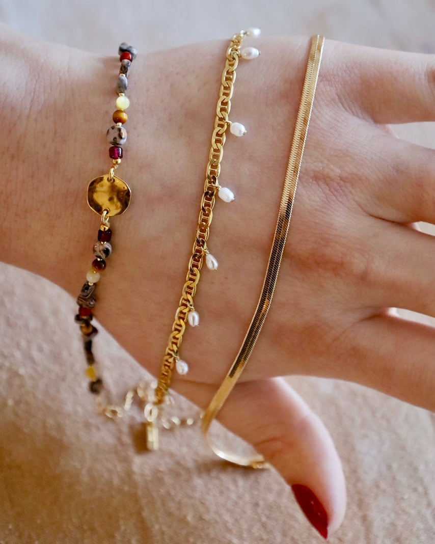 Slinky Gold Herringbone Chain Bracelet