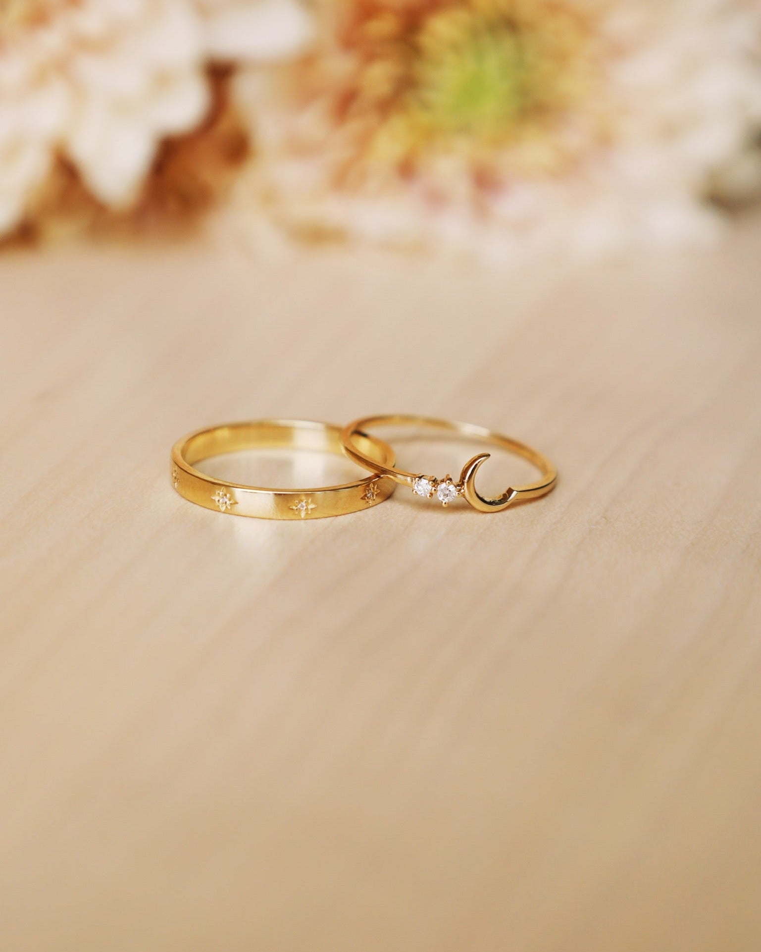 Gold Diamond Fly Me To the Moon Ring