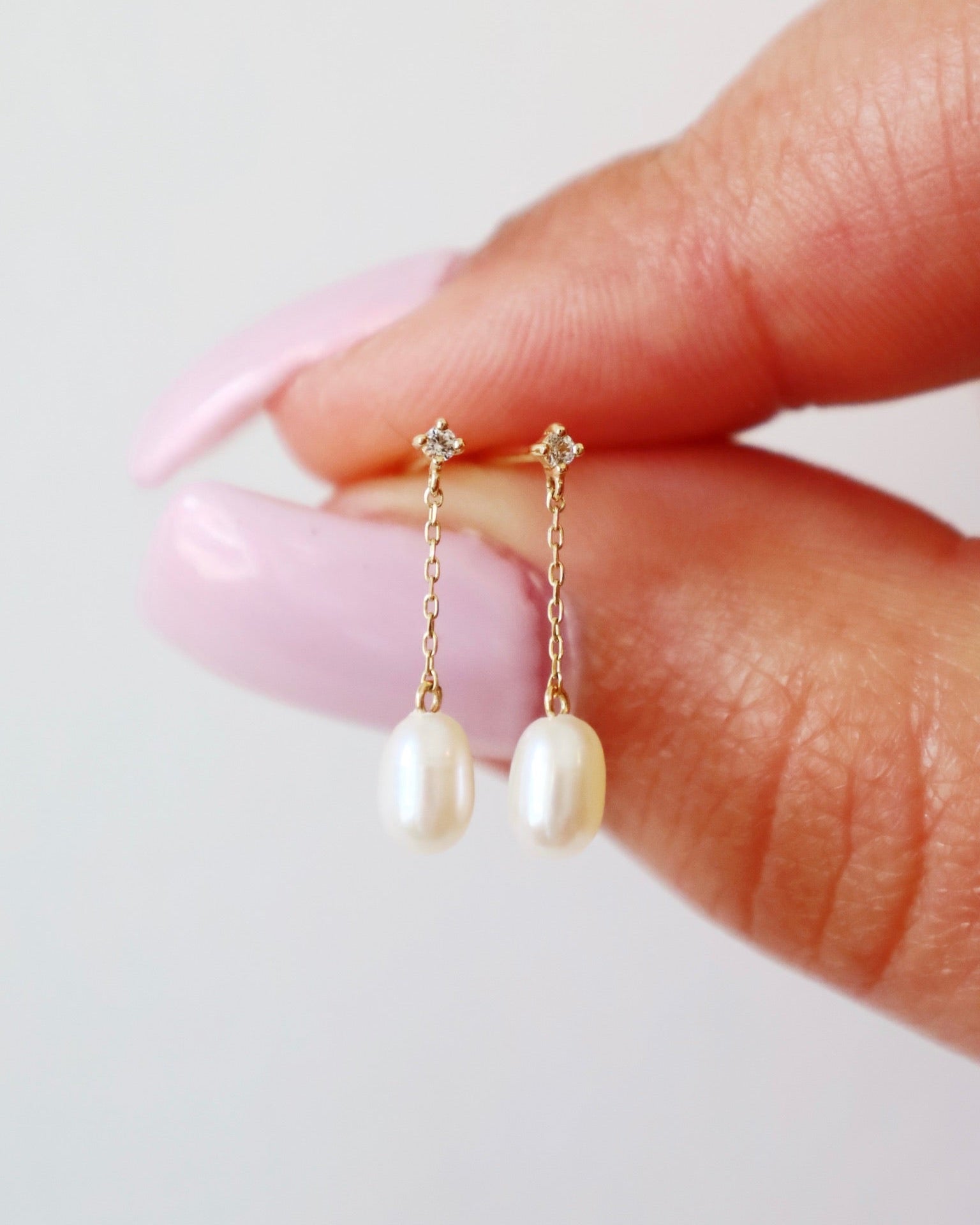 Pearl and Sapphire Droplet Stud (single)