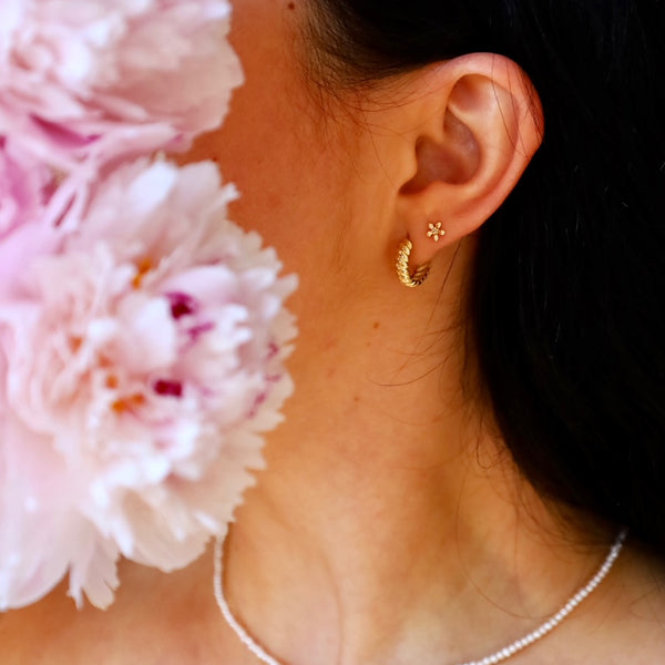 Tiny Diamond Flower Stud Earring