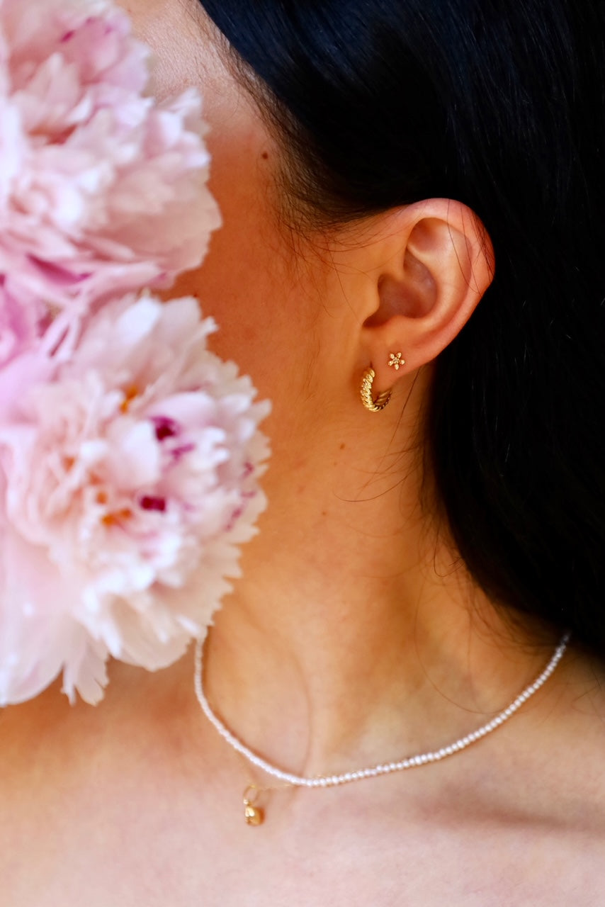 Tiny Diamond Flower Stud Earring