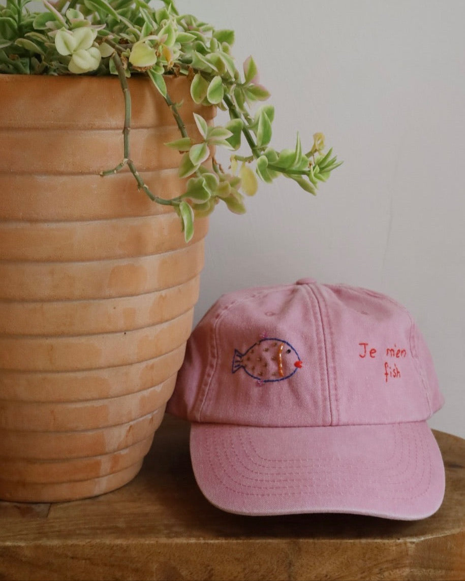 Embroidered Je me'n Fish "I don't care" Hat
